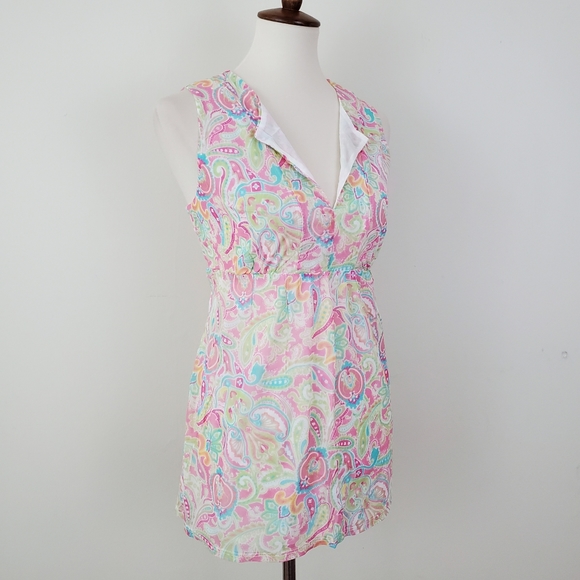 NY & Co Y2K Paisley Mesh Split Neck Top - Picture 6 of 13